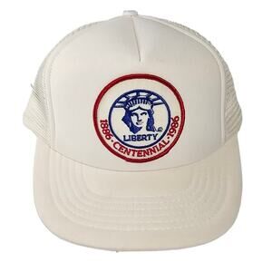 Vintage Trucker Hat Statue of Liberty White Centennial 80s  Cap Snap Back Unisex